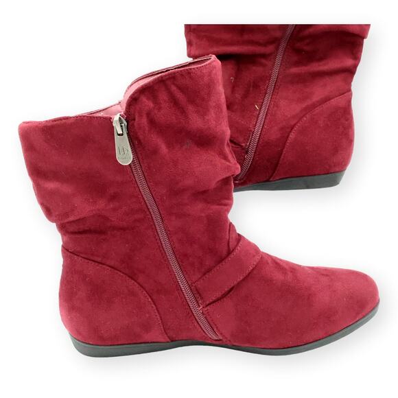 I.D. Required Shoes - I.D. Required Attention Womens Magenta Suede Ankle Zipper Boots Buckle 8.5 WW